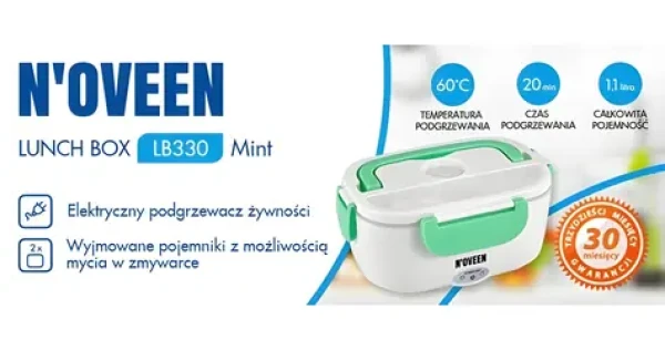 Lunch Box LB330 mätová / Vyhrievaný box na jedlo / kompaktný design (NOVEENLB330)