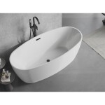MEXEN/S - Lira voľne stojaca vaňa vzor 170 x 80, biela, sifón a prepad čierna 52831708000-70