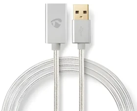Nedis Profigold Fabritallic USB-A predlžovací kábel / USB-A - USB-A / USB 2.0 / 480 Mbps / 2 m (CCTB60010AL20)