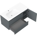 MEXEN/S - Rivel kúpeľňová skrinka 100 cm s umývadlom Vela ľavá, 2S, 1D, reliéf, grafit/biela mat 91A23-10047-3-BBFFF66-W23L01