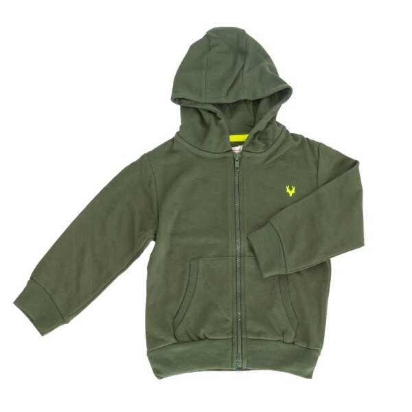 Chlapčenská mikina s kapucňou po celej dĺžke, Minoti, 9ZIPEMB 4, khaki - 98/104 | 3/4let