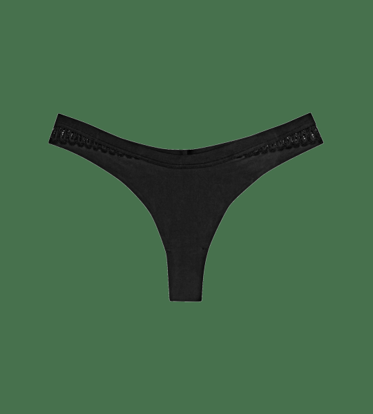 Dámske tangá Aura Spotlight High Leg string čierna TRIUMPH BLACK