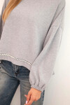 Dámska mikina s ozdobným lemom v spodnej časti sivá UNI