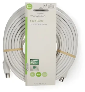 Nedis Koaxiálny kábel IEC zástrčka-zásuvka biela / Koaxiálny kábel / 90 dB / 75 Ohm / dvojité tienenie / 15 m / PVC (CSGL40000WT150)