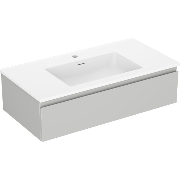MEXEN/S - Orio kúpeľňová skrinka 90 cm s umývadlom Otis, 1 šuplík, šedá mat/biela mat 91A10-09023-1-BF62-W18M01