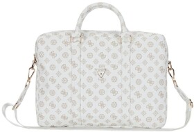 Guess Bag Guess 4G Peony Front Pocket Zipper Triangle Logo 16" white