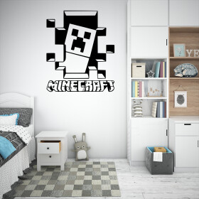 Veselá Stena Samolepka Minecraft hra Farba: černá, Veľkosť: 40 x 48 cm