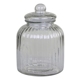 Chic Antique Sklenená úložná dóza Grooves Clear 3,5 l