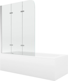 MEXEN/S - Vega obdĺžniková vaňa 170 x 70 cm s panelom + vaňová zástena 120, transparent, chróm 550117070X9012030100