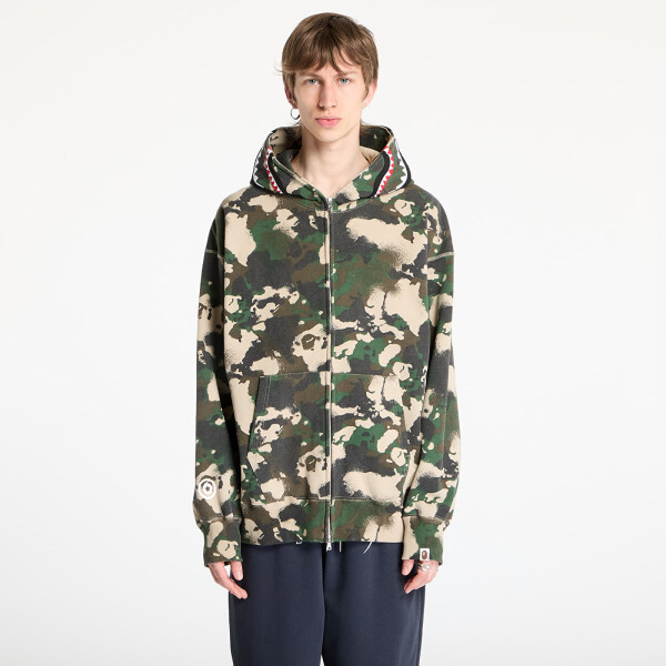 Mikina A BATHING APE Map Camo Shark Relaxed Fit Full Zip Hoodie UNISEX Green XL