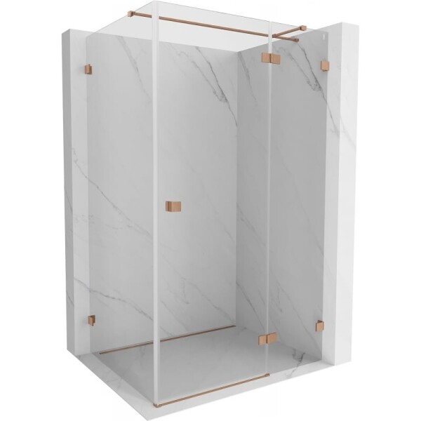 MEXEN/S - Lunar T sprchovací kút dvere krídlové pravá 75 x 110, transparent, meď kartáčovaná 834T-075-110-65-00-P
