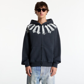 Mikina Palm Angels Big Neck Logo Zip Loose Hoodie Black/ Off White M