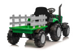 Mamido Mamido Detský elektrický traktor s vlečkou 12V 7Ah EVA kolesá ECO koža zelený