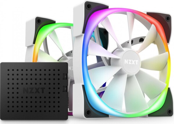 Nzxt Aer RGB 2 140mm Biely 2-pack + Hub (HF-2814C-TW)