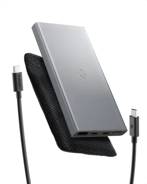 Spigen Essential EA2210 sivá / Powerbanka / 10 000 mAh / 22,5 W / 2x USB-C + 1x USB-A (ABA09432)