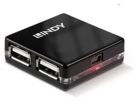 Lindy Mini-Hub čierna / USB hub / 4× USB 2.0 / 480 Mbit/s (42742)