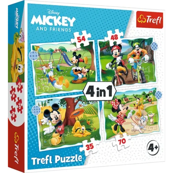 Trefl - Puzzle - Mickey Mouse: Krásny deň 4v1