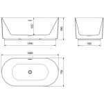 MEXEN/S - Paola voľne stojaca vaňa reliéf 150 x 75, biela mat, sifón a prepad grafit metal 52721507501-95