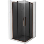 MEXEN/S - Velar L Duo sprchovací kút, posuvné dvere 100 x 100, grafit, ružové zlato 871-100-100-02-43-60