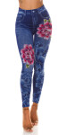 Sexy Jeanslook Leggings with floral print denimblue Einheitsgroesse