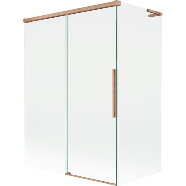 MEXEN/S - Rox L vaňová zástena 2-krídlová posuvná 120 + 70 x 150, transparent, meď kartáčovaná 8C9L-120-070-65-00
