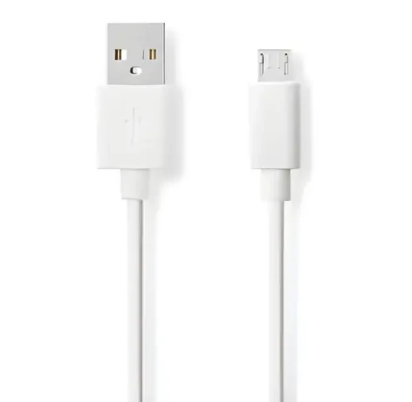 Nedis USB 2.0 kábel biela / Kábel USB / USB-A - Micro-B / 480 Mbps / 2 m (CCGB60500WT20)