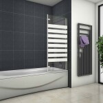 H K - Vaňová zástena S22 STRIPE 120x140cm - dvojdielna sklopná, číre sklo so vzorom, pravý variant SE-S22STRIPE120R