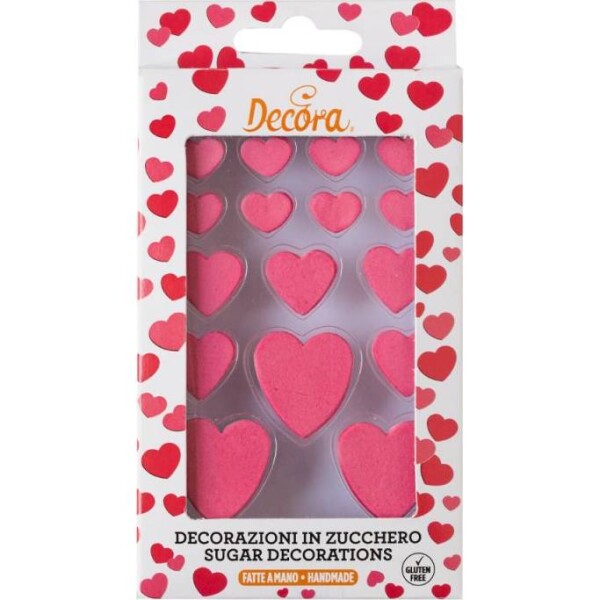 Cukrová dekorácia červené srdiečka, 16 ks - Decora - Decora