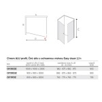 Mereo Sprchovací kút, Novea, štvorec, pivotový, 90x90 cm, chróm ALU, sklo Číre, dvere L/P a pevný diel CK12923Z