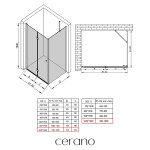 CERANO - Sprchovací kút Volpe L/P - 6 mm - čierna matná, transparentné sklo - 120x100x190 - zalamovacia CER-669628