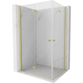MEXEN/S - Mist-F Duo sprchovací kút skladacie dvere ľavá 120 x 75, transparent, zlato kartáčovaná 8A6-120L-075P-55-00
