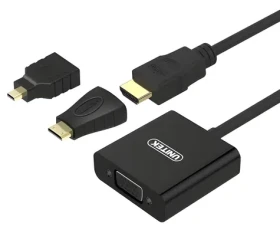 Unitek Y-6355 čierna / Redukcia HDMI-VGA / 3v1 / HDMI, miniHDMI, microHDMI (Y-6355)
