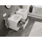 MEXEN/S - Rivel kúpeľňová skrinka 50 cm s umývadlom Vela, 2 zásuvky, reliéf, biela mat 91A20-05047-2-BFF01-W23M01