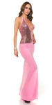 Sexy ClubStyle LongDress transparent with sequin Einheitsgroesse