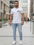 Pánske bavlnené tričko s minimalistickou potlačou biele FashionStreet NX5086R M