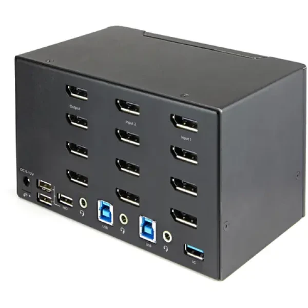 StarTech 2- Port Quad Monitor DisplayPort KVM / KVM prepínač / 4K 60Hz HDR / DP 1.2 / USB 3.0 húb (SV231QDPU34K)
