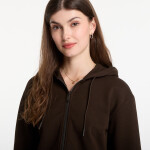 Mikina Calvin Klein Jeans Ls Terry Logo Waist Cropped Fz Hoodie Dark Coffee M