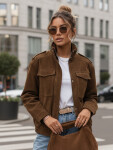 Dámska semišová bunda / bomber TY5578 Tmavo hnedá - Fashion Street S tmavě hnědá