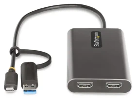 StarTech adaptér USB-C na 2x HDMI sivá / Adaptér / 4K UHD / 5.1 kanálov / Hliníkové telo (109B-USBC-HDMI)