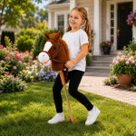 Mamido Kôň na tyči Hobby Horse so zvukmi a kolieskami 100 cm hnedý