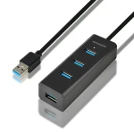 Axagon HUE-S2BL, 4X USB 5Gbps CHARGING húb, micro USB napájací konektor, kábel USB-A 120cm (HUE-S2BL)