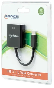 Manhattan USB-C 3.1 čierny / Konvertor na VGA / rozlíšenie 1920 x 1200 / bez nutnosti napájania (151771)