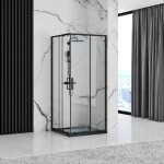 REA/S - Sprchovací kút PUNTO 80x80 - čierny So sprchovou bielou vaničkou Savoy KPL-K1012