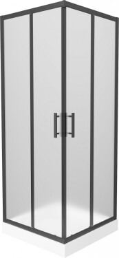 MEXEN/S - Rio sprchovací kút štvorec 80 x 80, dekor, čierny + vanička Rio vrátane výpuste 860-080-080-70-30-4510