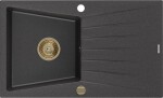 MEXEN/S MEXEN/S - Cesar granitový drez 1 s odkvapkávačom 775x470 mm, čierna kropenatá, + zlatý sifón 6514771010-76-G