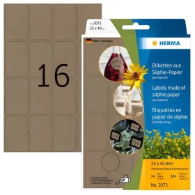 Herma Silphie etikety 25x40mm hnedá / Etikety / zaoblený roh / permanentný / 384 ks / 24 listov (2073)