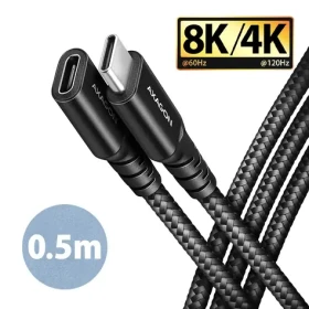 Axagon BUCM32-CF05AB SPEED Dátový kábel USB-C 3.2 (M) - USB-C (F) 240W 0.5m čierna (BUCM32-CF05AB)
