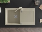 MEXEN/S MEXEN/S - Leo granitový drez 1-miska s odkvapkávačom vrátane batérie Savita, béžová 6501-69-672601-69