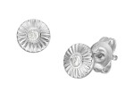 Fossil Elegantné strieborné náušnice s kryštálom Circle JFS00617040