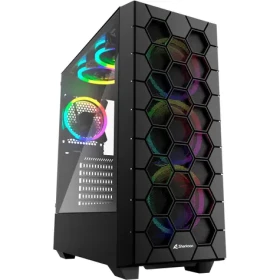 Sharkoon RGB HEX čierna / ATX / 2x USB 3.0 / 1x USB-C / 6x 120mm / bez zdroja / priehľadná bočnica (4044951037551)